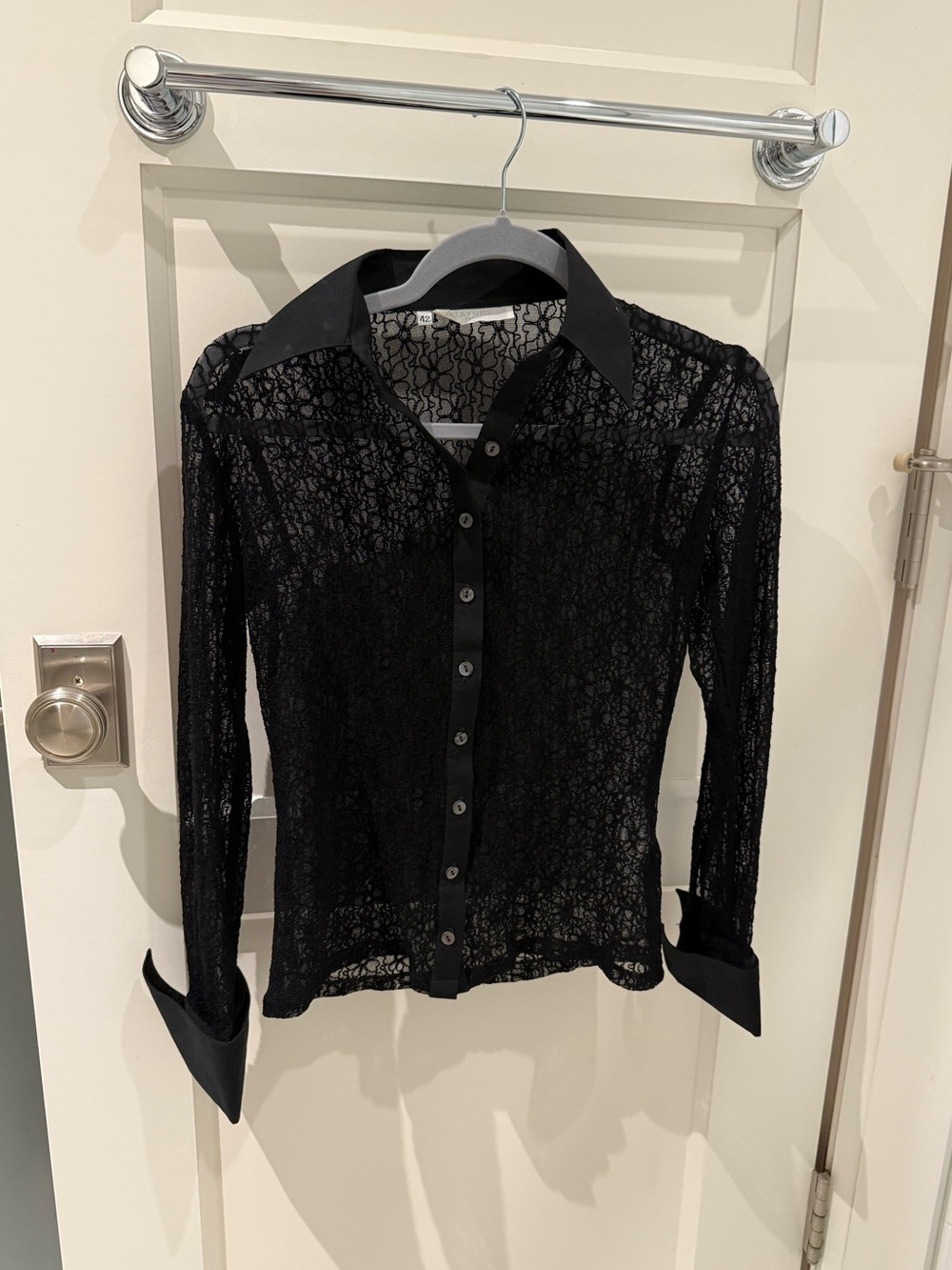 Rayure Paris Women’s Black Lace Button-Down Shirt